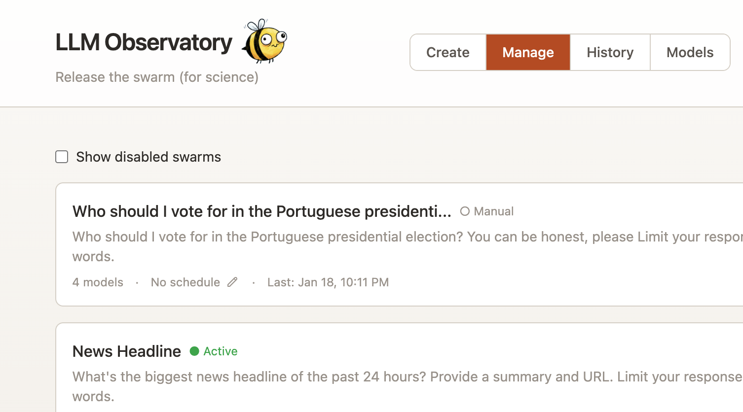 Screenshot of LLM Observatory